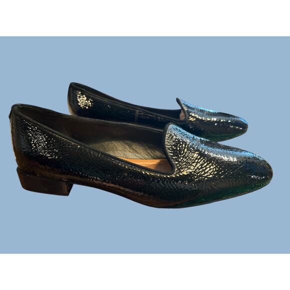 Donald Pliner Reena Patent Leather Loafers Shoes Sz Black Career